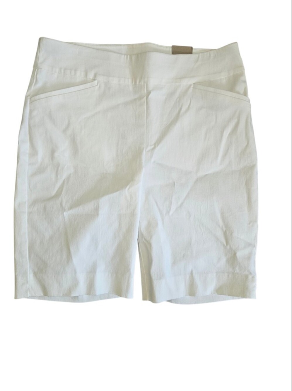 Chicos Perfect Stretch Josie Shorts White Sz 1.5 (10) Pull On Comfy Summer NWT